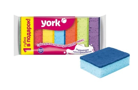 York губки для посуды Колор Люкс  6+1 шт