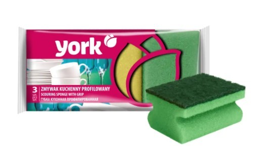 York губки для посуды профилированная 3шт