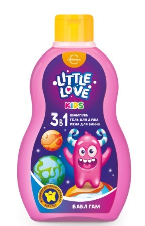 Little love шампунь+гель для душа+пена для ванны для детей 3в1 бабл гам 400мл