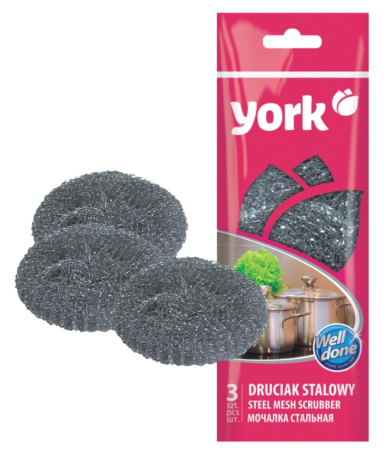 York губка из нержавеющей стали 3шт