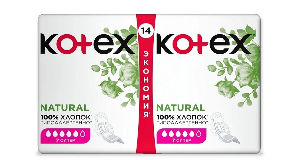Kotex прокладки гигиенические Natural супер 14шт