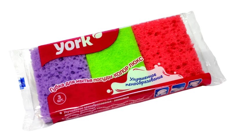 York губка Колор люкс 3шт