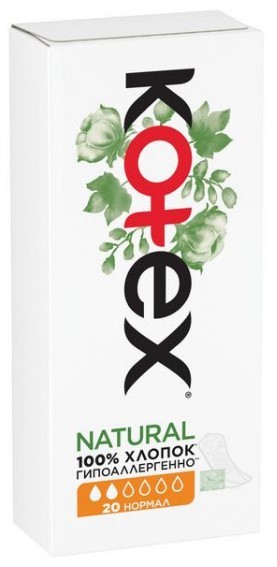 Kotex прокладки ежедневные Natural нормал 20 шт