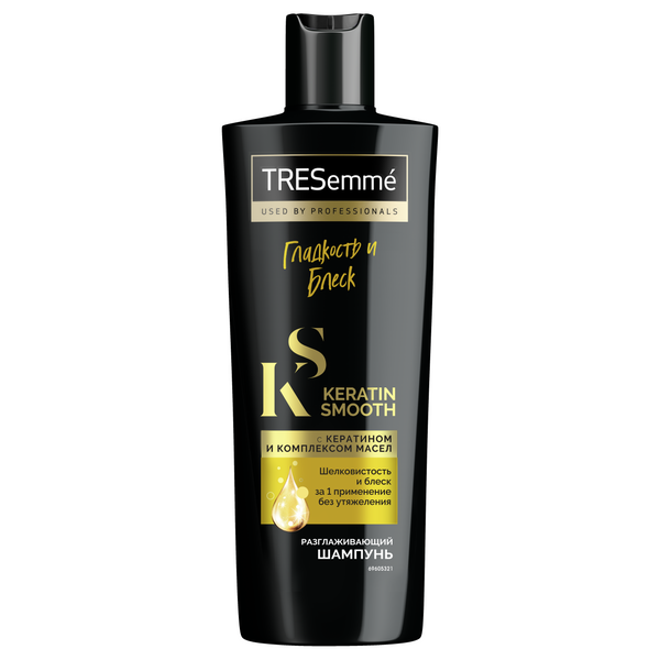 TRESemme разглаживающий шампунь кератин разглаживание гладкость и блеск с кератином и комплексом масел 400 мл