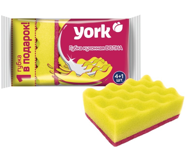 York губки для посуды волна 5шт