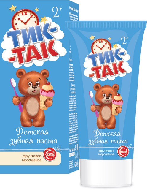 Тик-Так зубная паста Фруктовое мороженое 2+ 62г