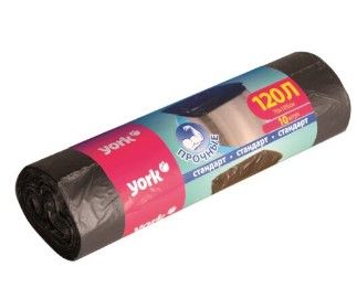 YORK мешки для мусора прочные york 120л 10шт 13 мкм пнд  без завязок черные